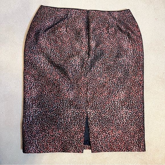 Lafayette 148 Metallic Animal Print Skirt Red Grey Silver Black Size 8 EUC - Picture 5 of 8